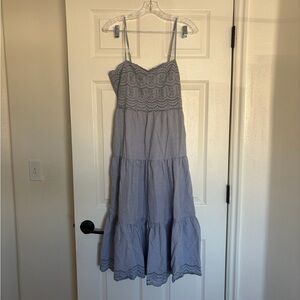 American Eagle Blue Scalloped Tiered Sundress